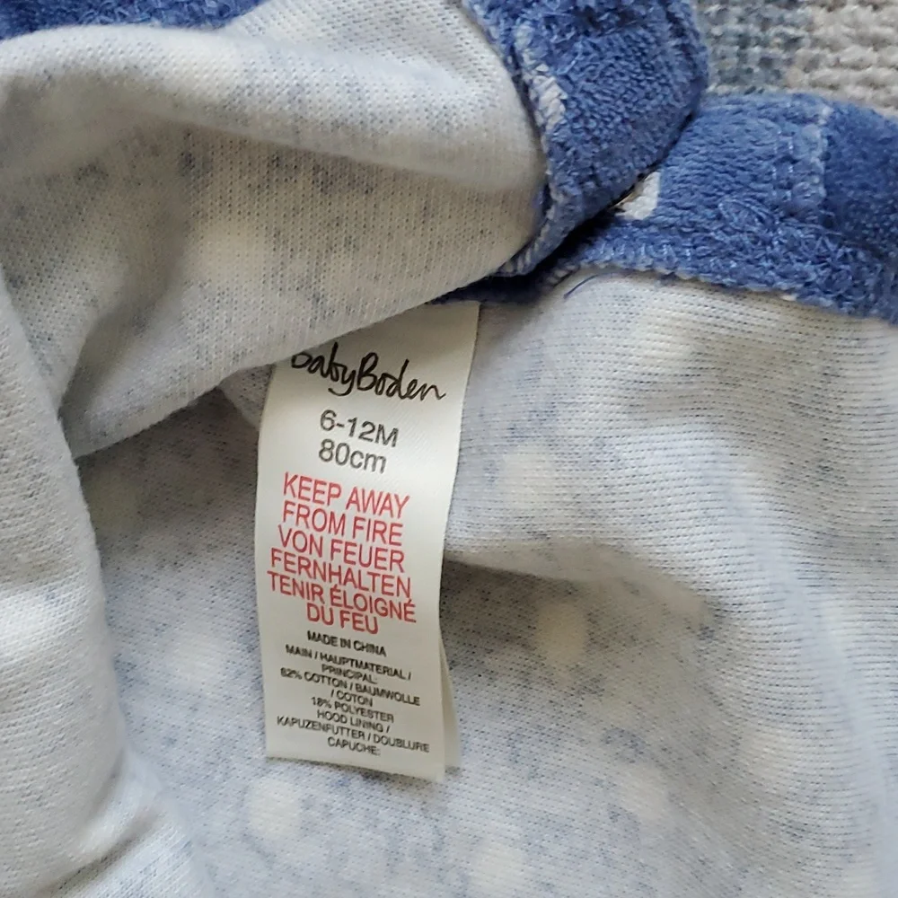 Baby Boden Unisex Toweling Bunny Polka Dot Hooded Swim Cover-up Sz6-12m
